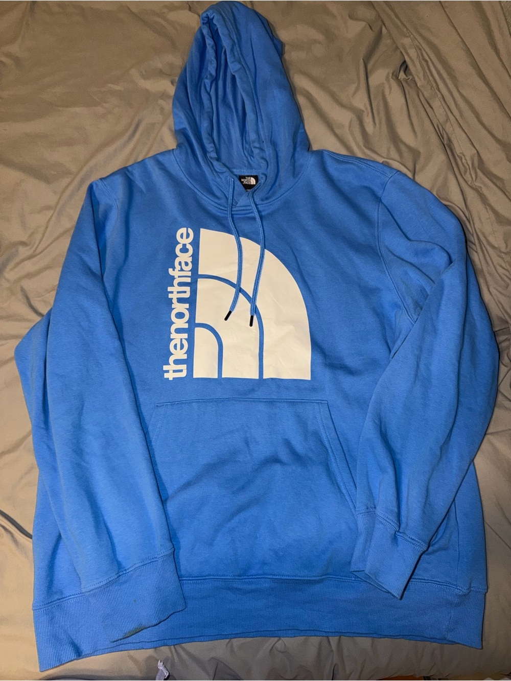 The North Face Men's Bright Blue Hoodie with White Logo